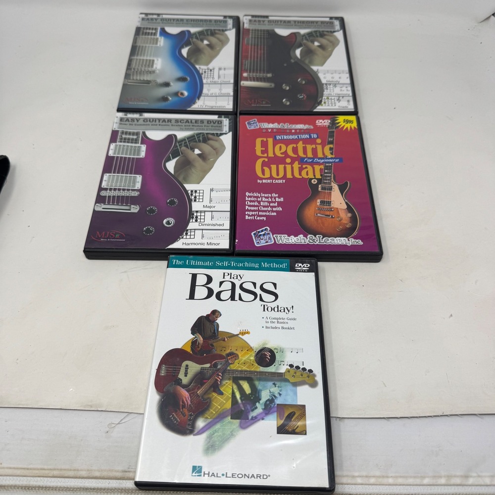 Lot of 5 Easy Guitar and Bass Instructional DVDs Chords Theory Scales